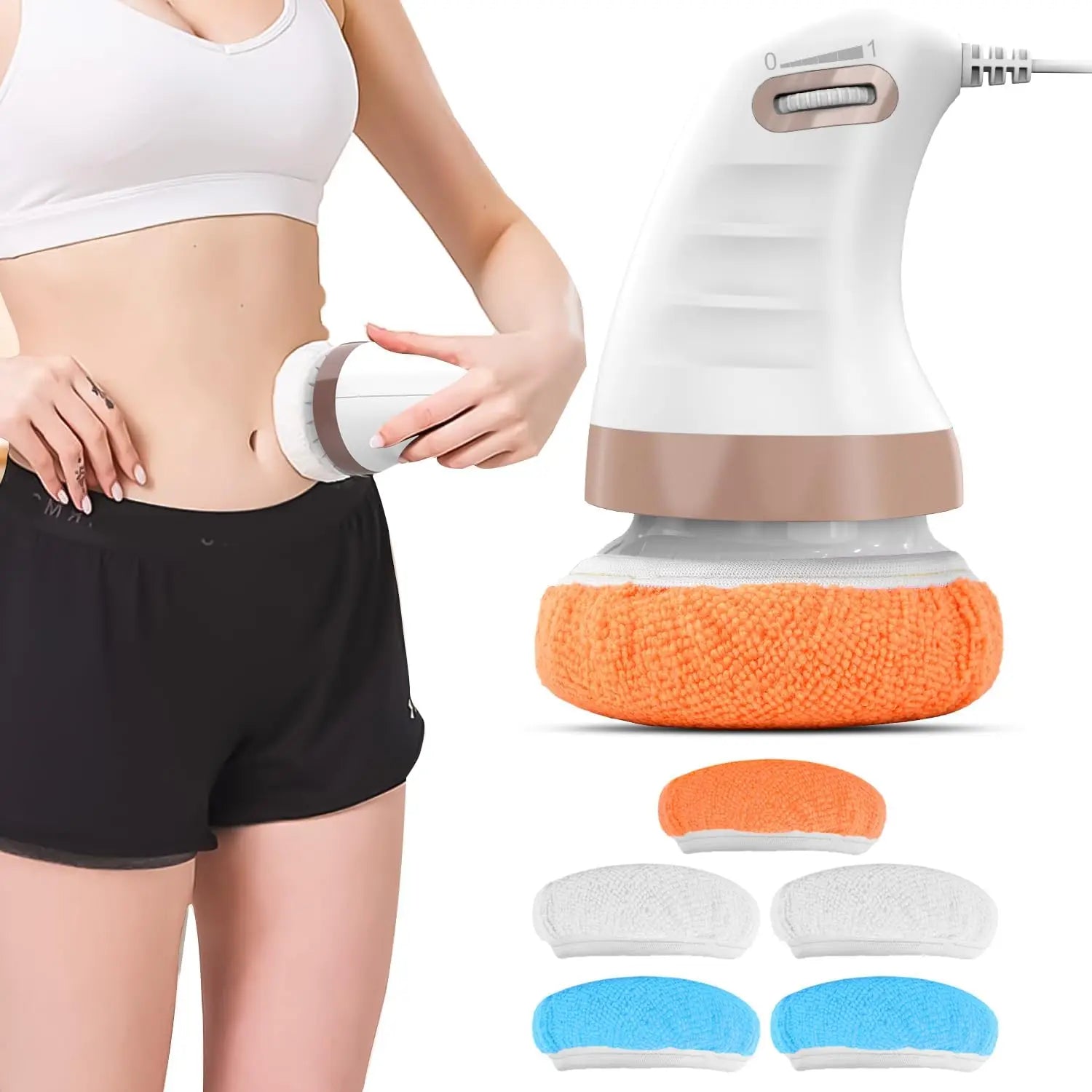 MARFLY K01 handheld cellulite massager with soft washable pads ABS TPR housing 360 degree rotation