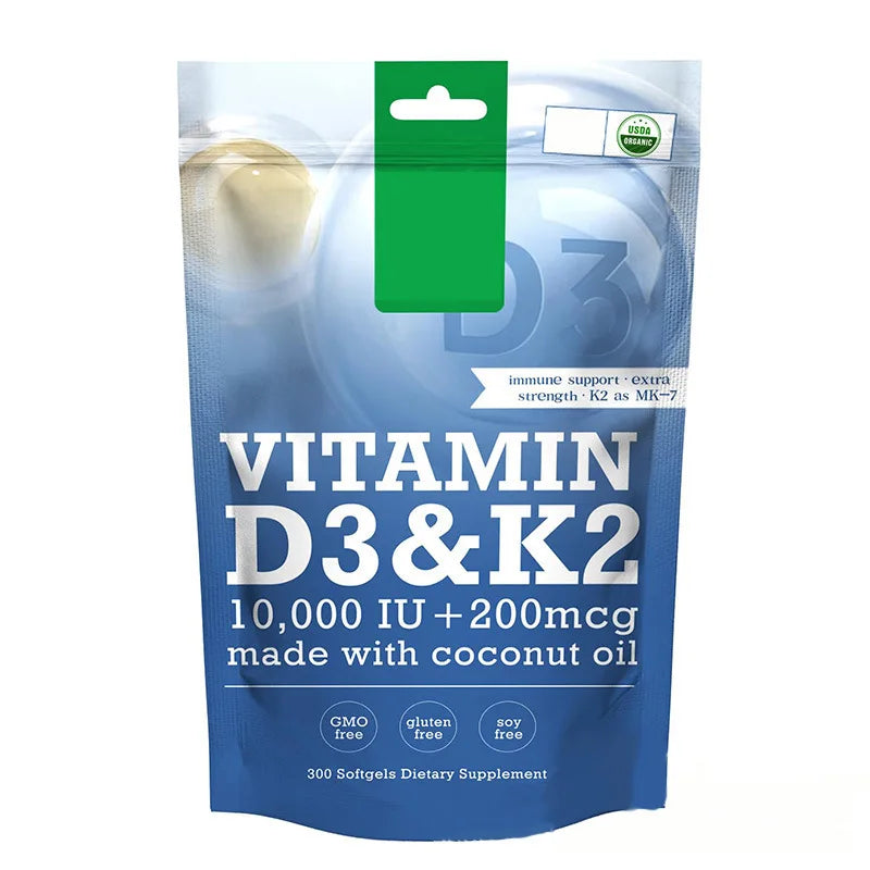 Vitamin D3 And K2 Softgels 300 Count For Optimal Calcium Absorption Bone And Heart Health MK7 And Immune Support by Beauty Bae