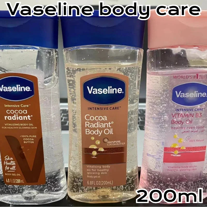 Vaseline Brightening Body Oil 200ml bottle gel-oil label showing manufacturer SI MI DA DANG model LQ24100710