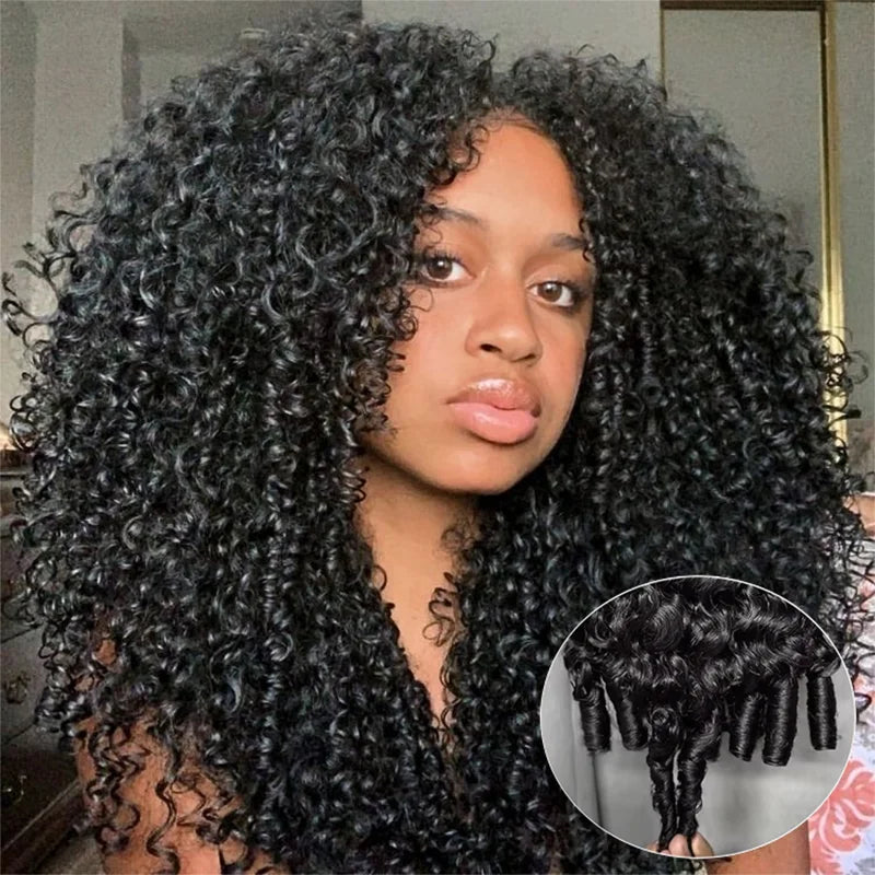 300 Percent Density Burmese Curly Human Hair Wig Glueless 3 In 1 Half Wig For Women Remy 100 Percent Real Hair On Sale by Beauty Bae