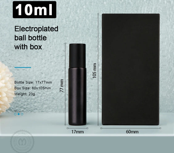 Matte Black Glass Roller 10ml