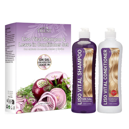 YILEST Rosemary Onion Hair Care Set Shampoo Leave-In Conditioner 248ml X2 For Dry Tangled Hair Nourishing Detangling by Beauty Bae