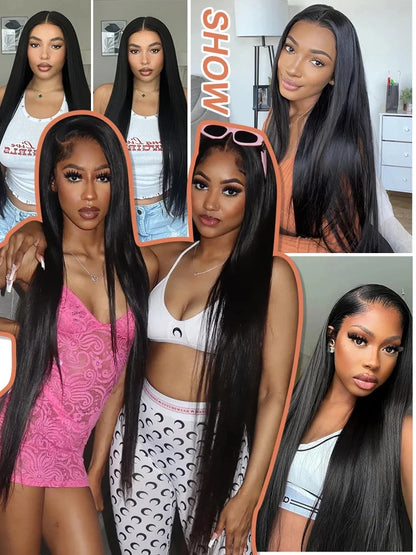 26 28 30 Inches Straight Brazilian Remy Human Hair Bundles Weave 100 Percent DoubleWeft Natural Black For Women by Beauty Bae