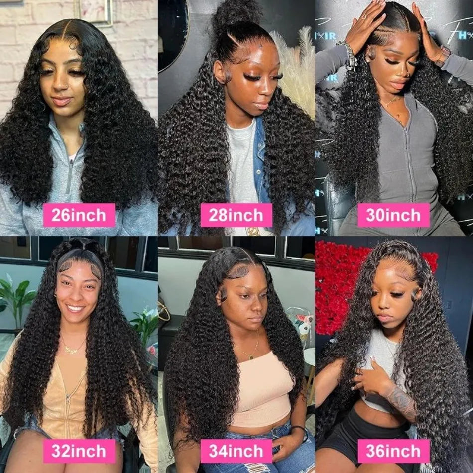 Swiss Lace Deep Wave Glueless HD Lace Frontal Wig 13X6 Brazilian Remy Hair 30 To 40 Inch Preplucked Natural Black by Beauty Bae