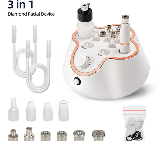 Diamond Microdermabrasion device with 4 replaceable diamond tips spray bottle PVC hose ABS housing 19.5×16.5×9.5 cm
