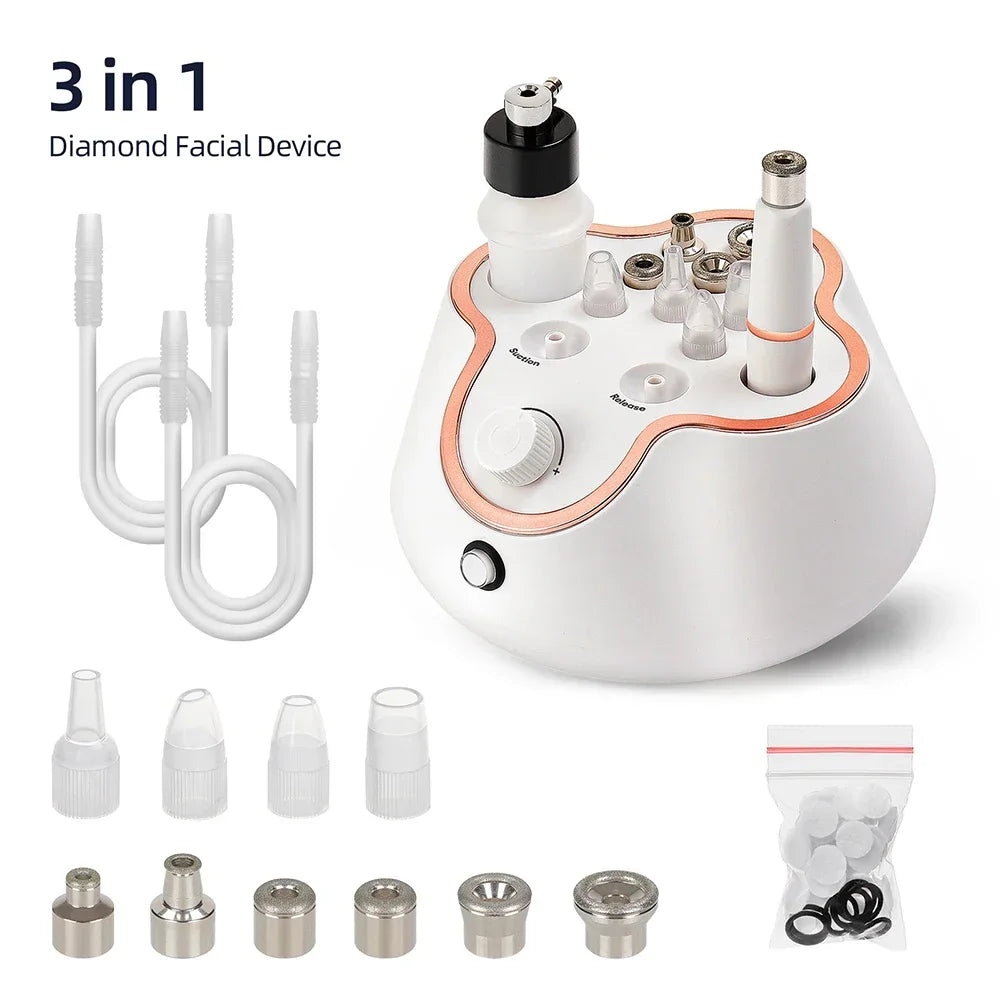 Diamond Microdermabrasion device with 4 replaceable diamond tips spray bottle PVC hose ABS housing 19.5×16.5×9.5 cm