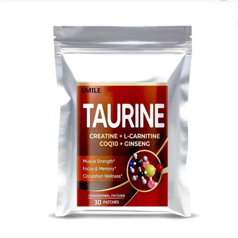 Taurine Transdermal Patches For Muscle Strength Energy Focus Memory Support 30 Patches One Month Supply by Beauty Bae