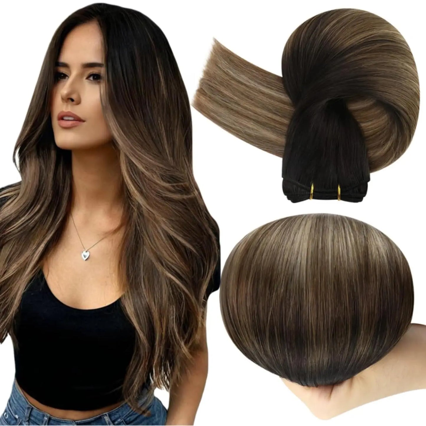 Remy Human Hair Weft Extensions 100g Silky Straight Ombre Blonde Sew in Double Weft for Salon by Beauty Bae
