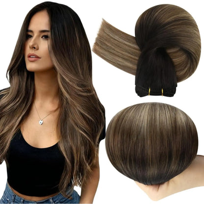 Remy Human Hair Weft Extensions 100g Silky Straight Ombre Blonde Sew in Double Weft for Salon by Beauty Bae