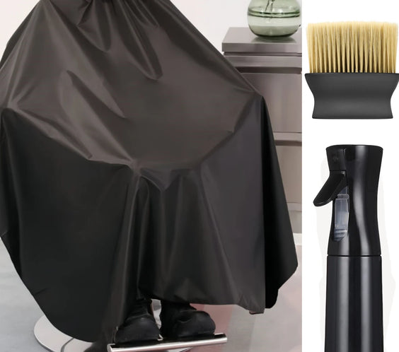 Black Polyester Salon Cape Model 002 smooth wipe clean surface full upper body coverage for haircuts shampoo and dyeing