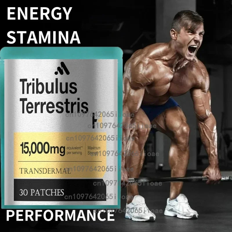 Tribulus Terrestris Transdermal Patches For Men Natural Testosterone Support Discreet Patch System 30 Patch Sleeve by Beauty Bae