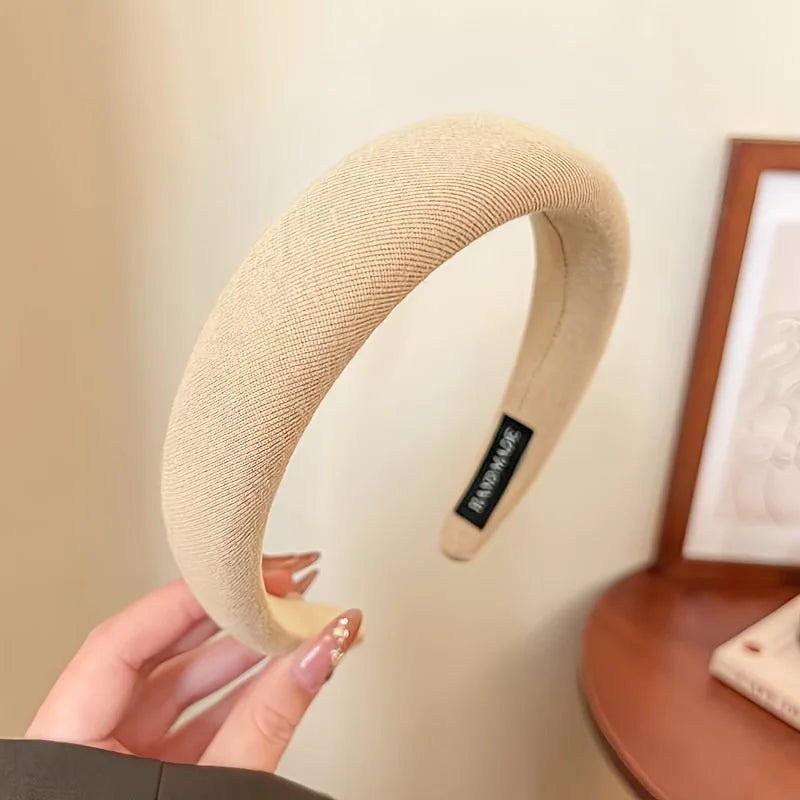 Women Solid Color Sponge Headband Wide Edge Hair Band For Face Wash Fashion Accessory by Beauty Bae