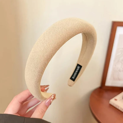Women Solid Color Sponge Headband Wide Edge Hair Band For Face Wash Fashion Accessory by Beauty Bae