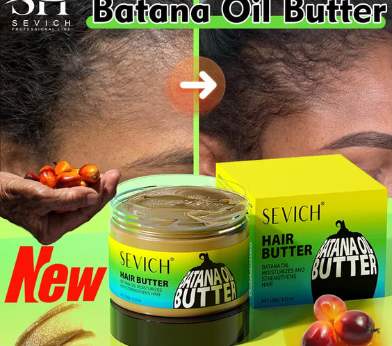 Batana Oil Hair Butter 120g jar labeled 100% pure Batana oil sourced from Honduras and license SC20240927