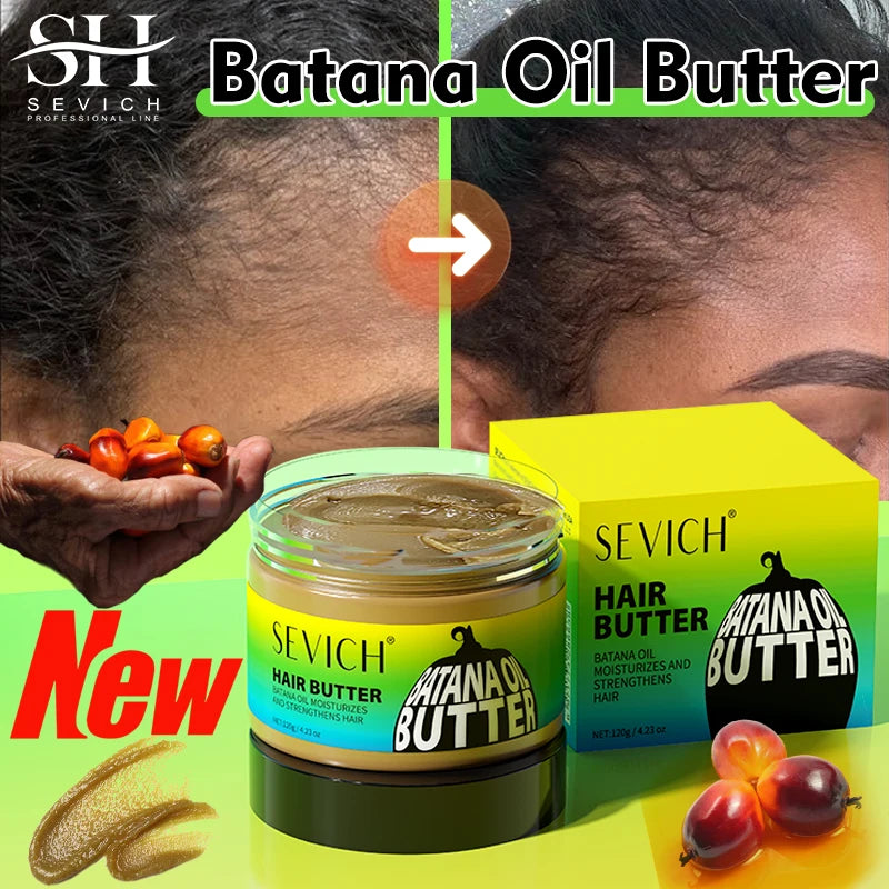 Batana Oil Hair Butter 120g jar labeled 100% pure Batana oil sourced from Honduras and license SC20240927