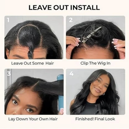 V Part Wig Body Wave Human Hair Glueless Brazilian Remy Wig Natural Color 220 Density V Shape 30 To 36 Inches by Beauty Bae