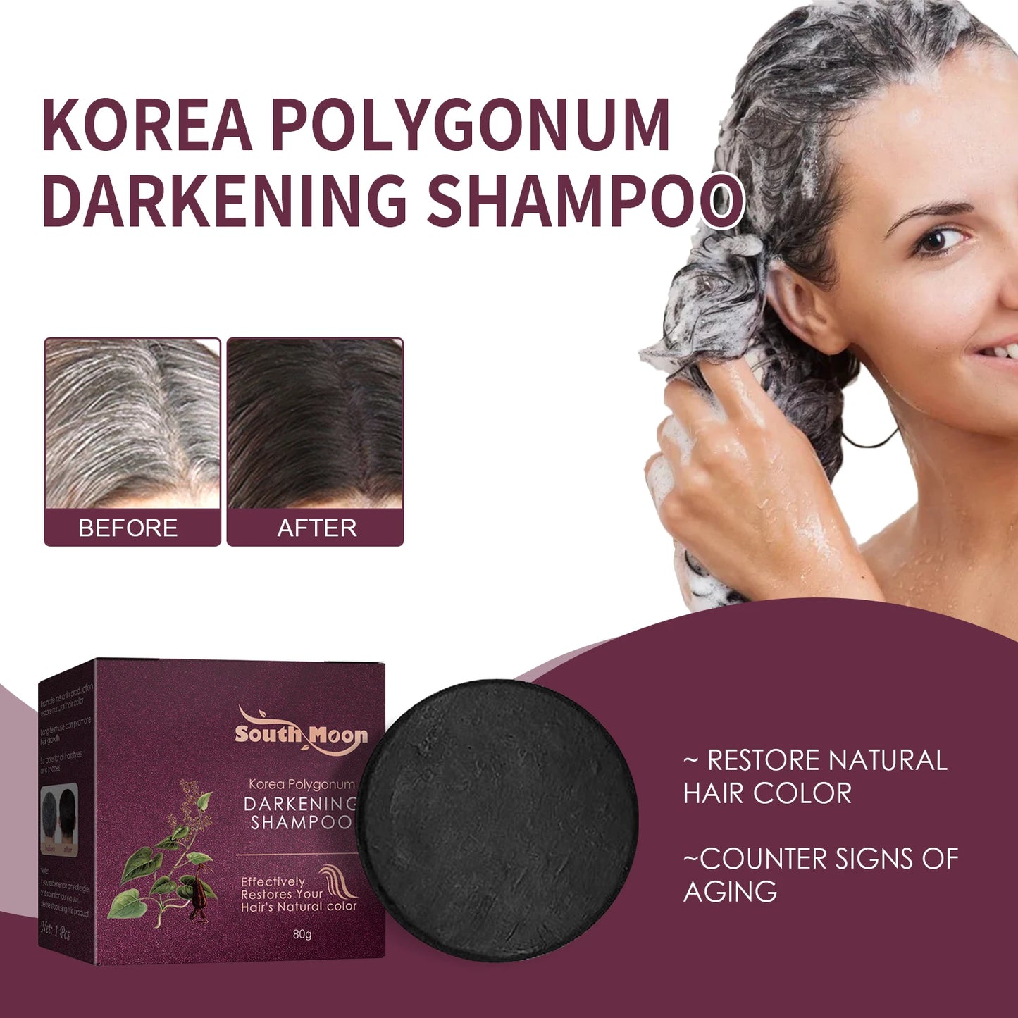 Polygonum Dandruff Shampoo 80g soap bar labeled Eucommia bark Polygonum multiflorum root Ginkgo biloba CPNP notification