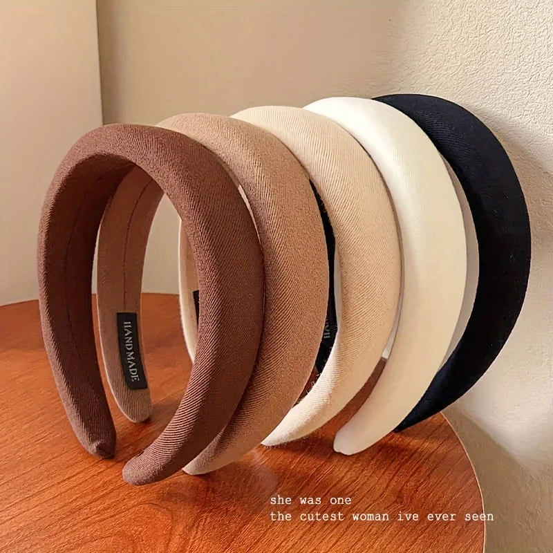 Women Solid Color Sponge Headband Wide Edge Hair Band For Face Wash Fashion Accessory by Beauty Bae