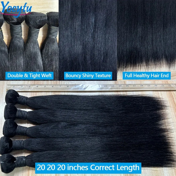 20 20 20 Inch Bundles 100 Percent Human Hair Straight YOCYTU 12A Remy Raw Bundles For Women by Beauty Bae