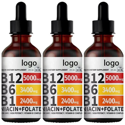 Vitamin B12 B6 B1 Liquid Drops Non GMO Raspberry Flavor for Brain Heart Immune Support Metabolism by Beauty Bae