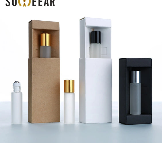 Frosted Glass 5ml Rollers matte white bottles with rollerball caps flat base 50 or 80 piece sets made in Mainland China