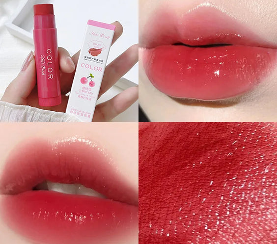 Tinted Moisturizing Lip Balm stick showing sheer pink tint glide stick design and lightweight non-sticky finish