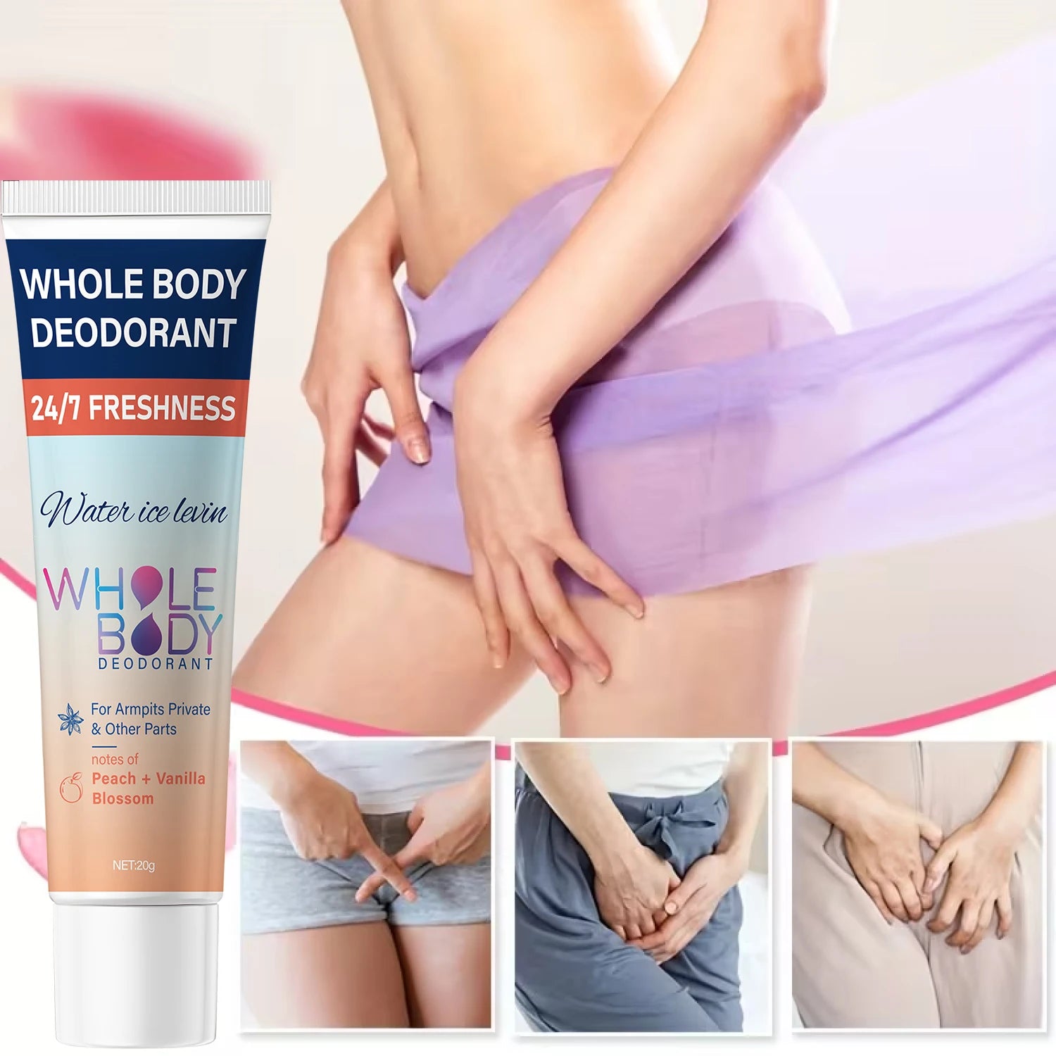 Whole Body Deodorant Cream Peach Vanilla Blossom Moisturizing Hydrates And Protects Skin Unisex by Beauty Bae