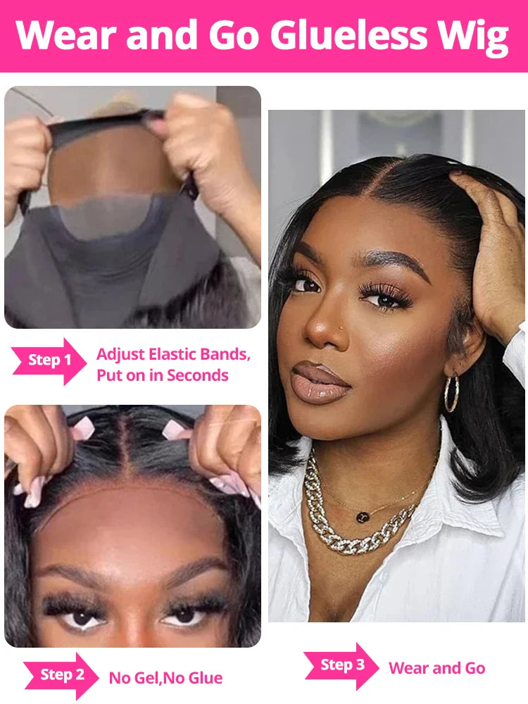 Glueless Bob Wig Human Hair Lace Front Wig 13x6 HD Transparent Swiss Lace Straight Short Bob Remy Chinese Hair by Beauty Bae