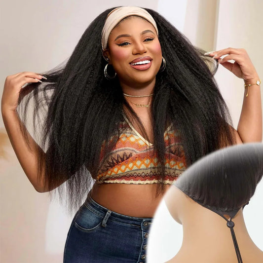 38-Inch Kinky Straight 3-In-1 Half Wig 100 Percent Human Hair Glueless Pull and Go Shireen by Beauty Bae