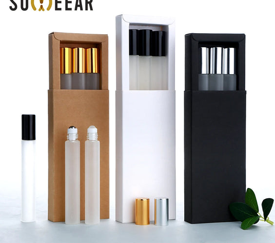 10ml frosted glass roll-on 20-piece set frosted sand finish refillable bottles with roller caps