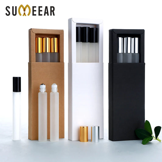 10ml frosted glass roll-on 20-piece set frosted sand finish refillable bottles with roller caps