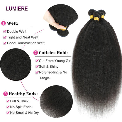 Lumiere Hair Kinky Yaki Straight Human Hair Bundle Virgin Unprocessed Double Weft Wholesale Premium Quality Extension by Beauty Bae