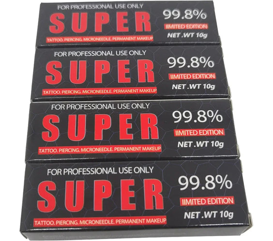 Tube labeled 99.8% Black Tattoo Primer 10g pre-tattoo cream for professional microblading and permanent makeup