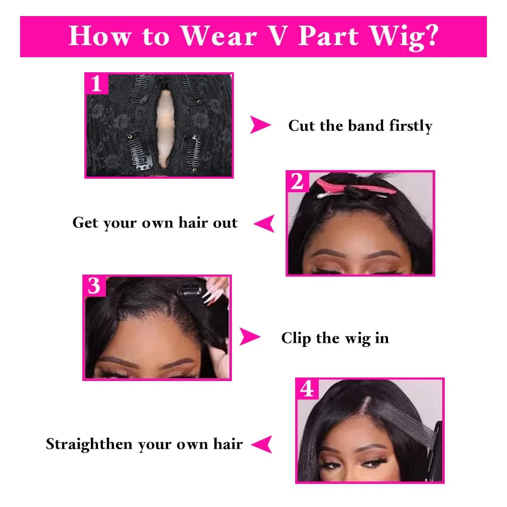 V Part Body Wave Wig 100 Percent Human Hair Glueless V Shaped Part Natural Color Remy Brazilian 250 Percent Density by Beauty Bae