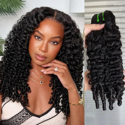 Burmese Curly Human Hair Bundles 100 Percent Double Drawn Deep Wave Remy Weave Vietnamese Extensions With Spring Ends by Beauty Bae