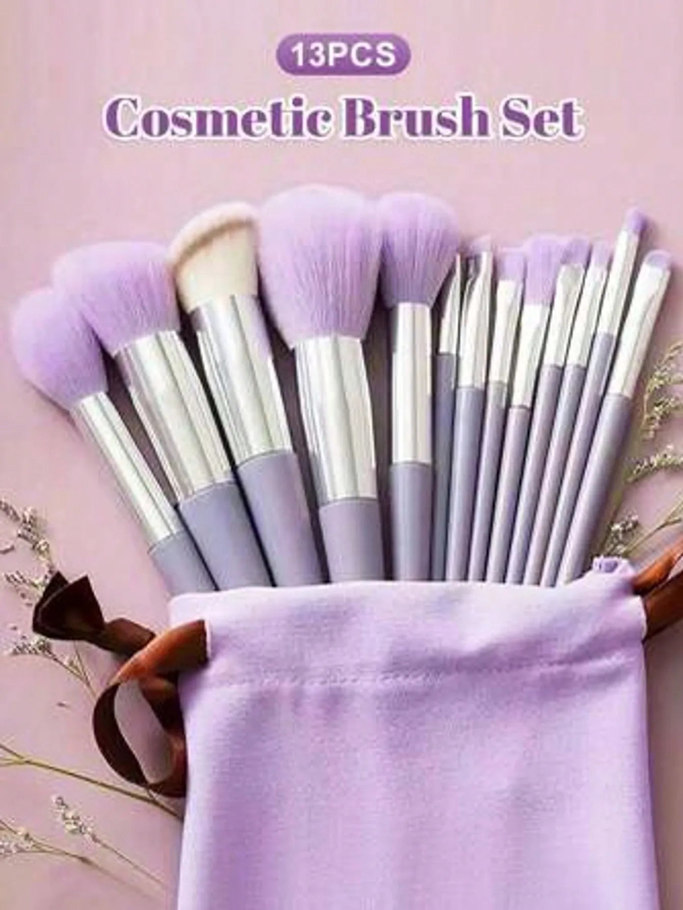 13pc Purple Vegan Brush Kit - Beauty Bae