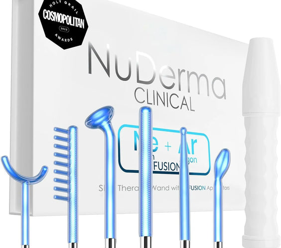 High Frequency Facial Wand UBilli handheld plastic unit with interchangeable glass neon and argon electrodes CE certified external charger