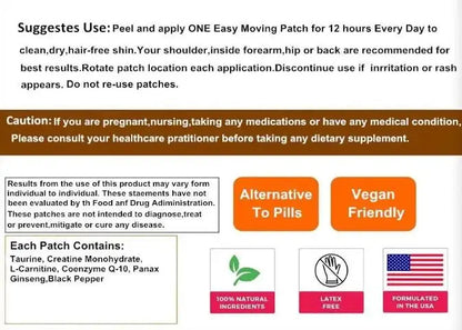 Taurine Transdermal Patches For Muscle Strength Energy Focus Memory Support 30 Patches One Month Supply by Beauty Bae