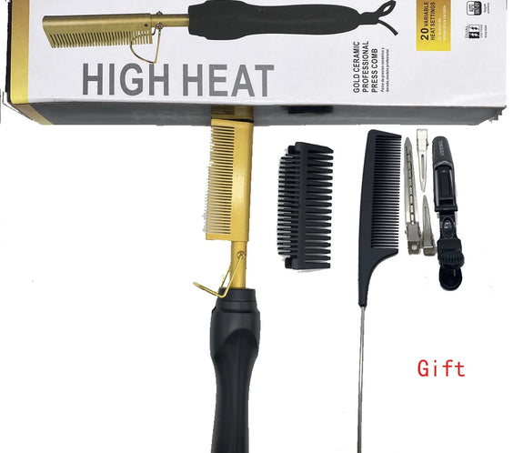 Alloy Hot Comb 30cm PTC heated brush aluminum alloy plate digital temperature 80-220C 360deg swivel cord CE certified