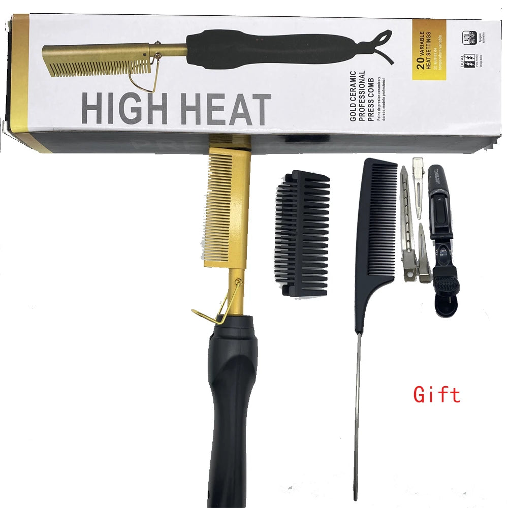 Alloy Hot Comb 30cm PTC heated brush aluminum alloy plate digital temperature 80-220C 360deg swivel cord CE certified
