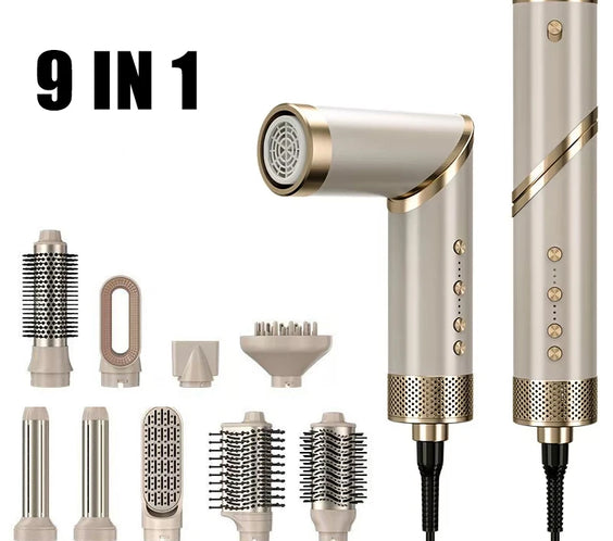 9-in-1 Tourmaline Hair Styler foldable handle eight heads tourmaline ceramic plate 360° rotatable cord CE certified