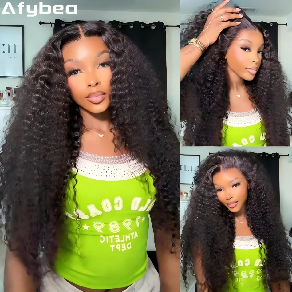 Swiss Lace Deep Wave Glueless HD Lace Frontal Wig 13X6 Brazilian Remy Hair 30 To 40 Inch Preplucked Natural Black by Beauty Bae