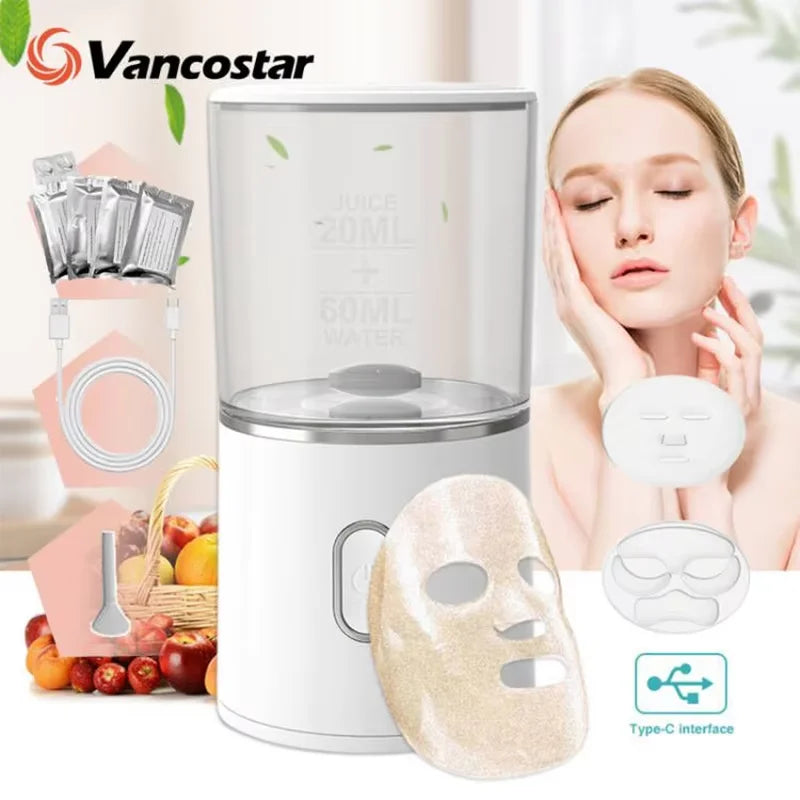 DIY Collagen Mask Maker with acrylic housing USB port magnetic rotor silicone mask trays and 32 collagen tablets
