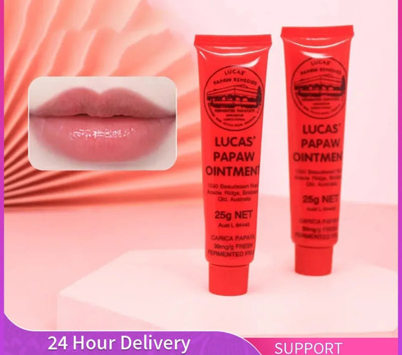 Lucas Papaw Moisturizing Balm 25g tin labeled fermented papaw oil Made in Mainland China Cert No 2017000001