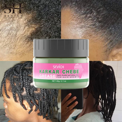 KARKAR Chebe Hair Butter 60g jar showing balm texture and label noting rosemary leaf oil and Chebe blend