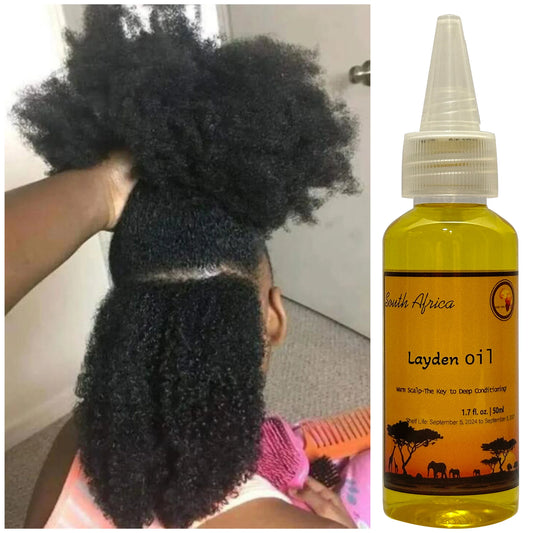 Layden Scalp Roots Oil 50ml small vial labeled Layden ZA artisanal scalp oil for targeted root nourishment