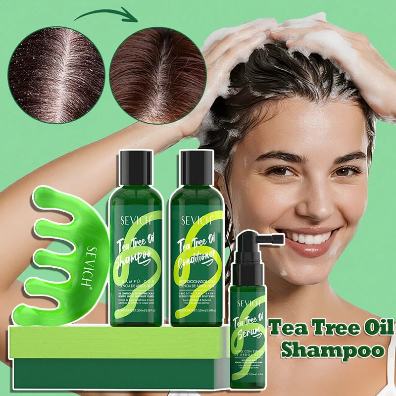 Tea Tree Essence Shampoo And Conditioner Set For Deep Cleansing Moisturizing Scalp Care Strengthening by Beauty Bae