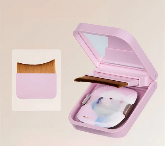 Wool Fiber Puff Brush Mirror