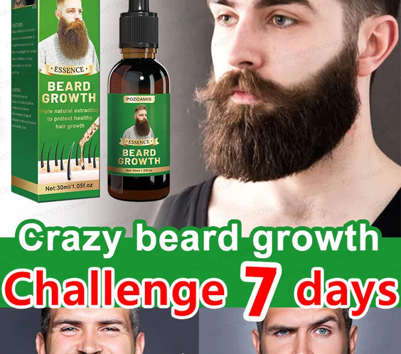 Beard Growth Essence 30ml bottle with dropper labeled 30ml Production License 2021040878 Mainland China origin