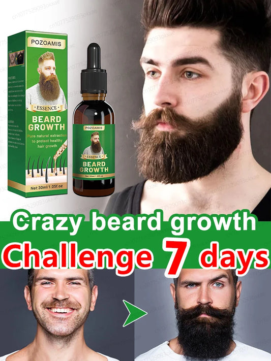 Beard Growth Essence 30ml bottle with dropper labeled 30ml Production License 2021040878 Mainland China origin